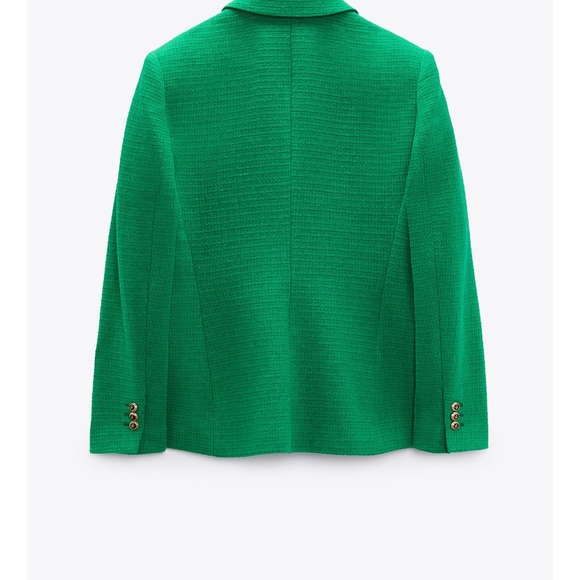 ZARA Balmain Style Textured Blazer Gold Buttons XS Green Blogger’s Favorite - Picture 7 of 7